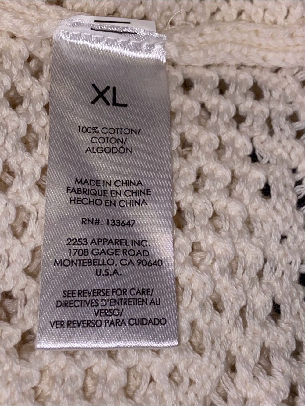Celebrity Pink Open Crochet Cardigan in Cream Size XL - Picture 6 of 7